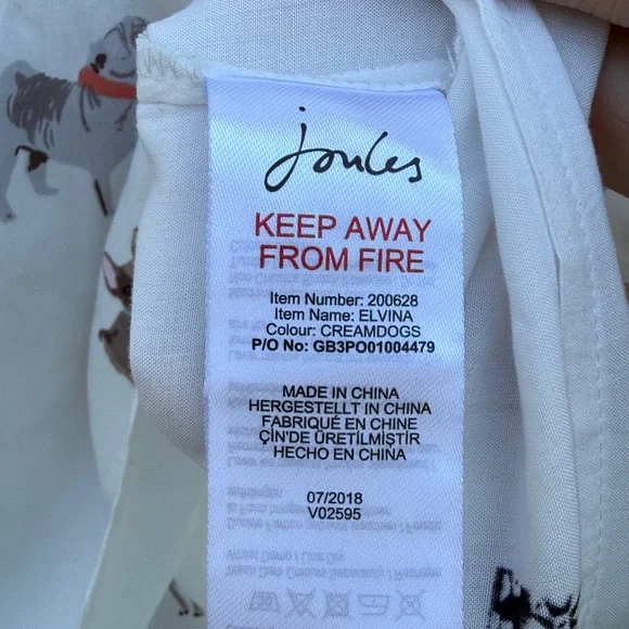 Joules | Dog Print Viscose Button Down Long Sleeve Top size 12 - Picture 4 of 7